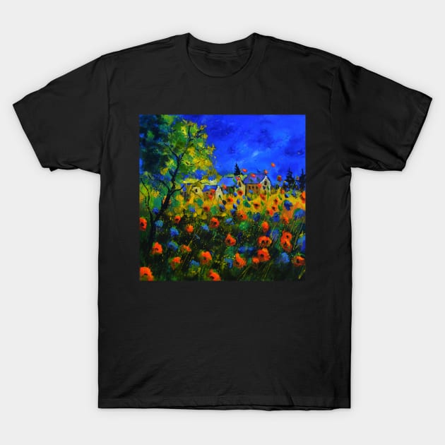 Red and blu poppies 77 T-Shirt by calimero